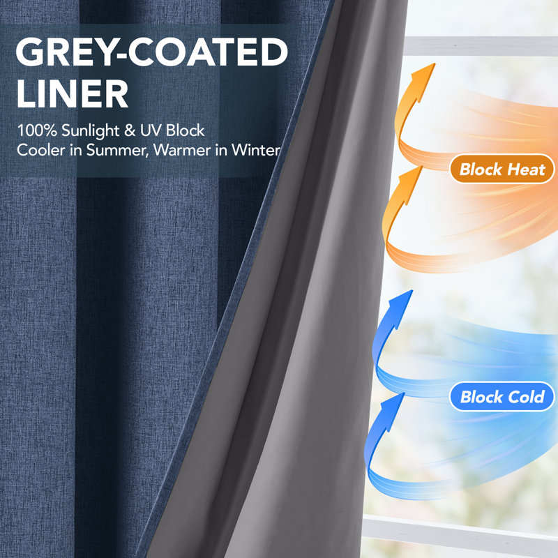 Ipswich Blackout Thermal Grommet Curtain Panels, 52" W x 45" L, Blue