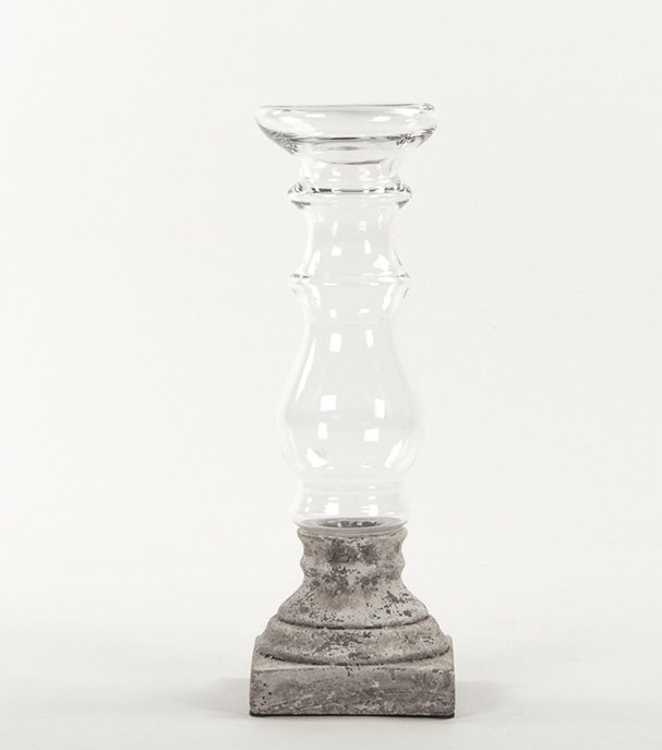 Concrete Candlestick, 15.5" H x 5" W x 5" D