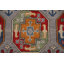 Tapis rouge / gris / orange en laine noué à la main de conception unique 8 pi 3 po x 10 pi 11 po New Age