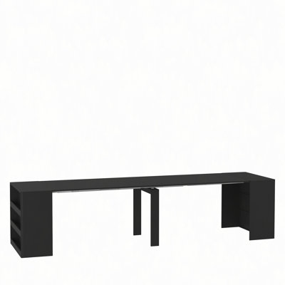 Extendable Foldable Dining Room Table for 1-10 People, Wood Multifunctional Rectangle Expandable Console Kitchen Living Meeting Room Furniture
