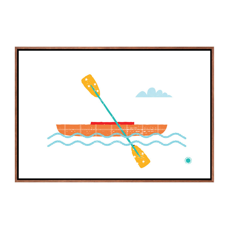 Kayak - reproduction d'impression, Pas de tapis, Toile avec cadre brun, H 18 po x l 26 po x P 1,5 po