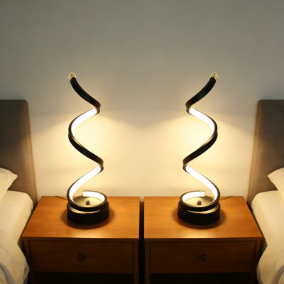 Dimmable Spiral Table Lamps Set Of 2, 12W LED Desk Lamp With 3 Color Modes & 10 Brightness Levels, Modern Nightstand Lamps For Bedroom, Living Room, Office