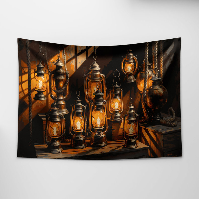 Tapisserie murale de lanternes de bateaux, 88 po x 104 po