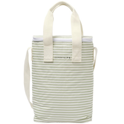 Glacière légère: sac à boissons - rayure sauge de mer