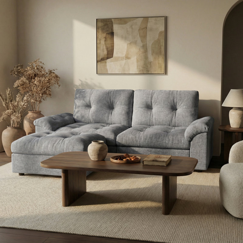 Canapé modulaire 74 po Cloud, Chenille gris pâle, H 38,85 po x l 74 po x P 56 po