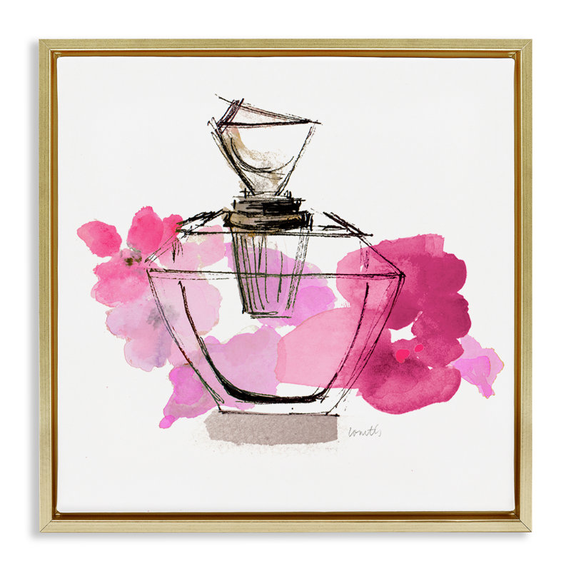 "Soodle Doodle Perfume" par Lanie Loreth, Cadre flottant métallique doré, H 25 po x l 25 po