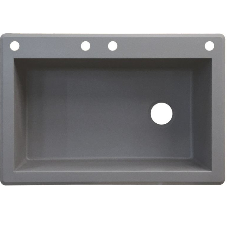 Radius 33'' L Single Bowl Granite Kitchen Sink, Gray, 4 hole