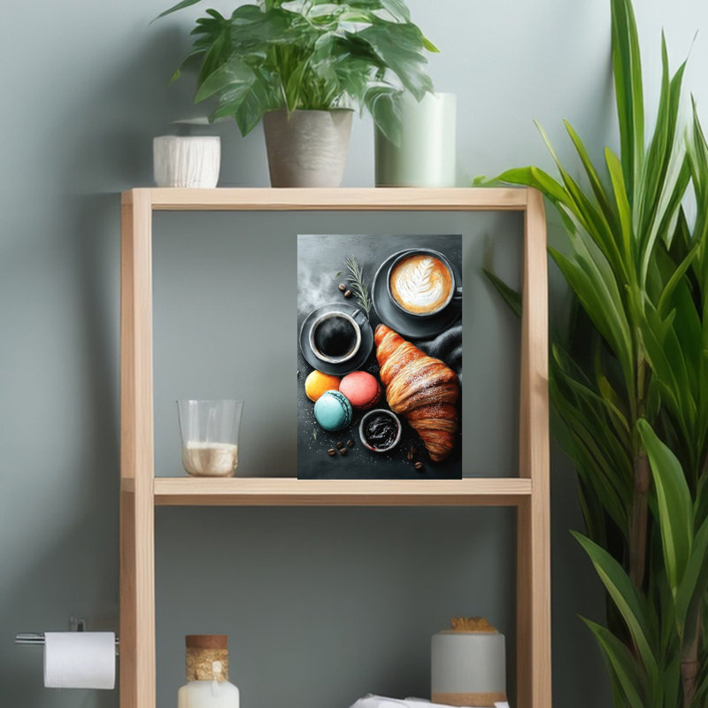 Cozy Coffee Petit déjeuner, art mural élégant, H 18 po x l 12 po