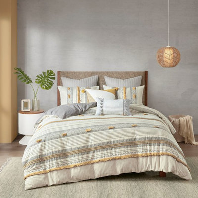 Housse de couette en coton 3 pièces avec garniture multicolore tendance