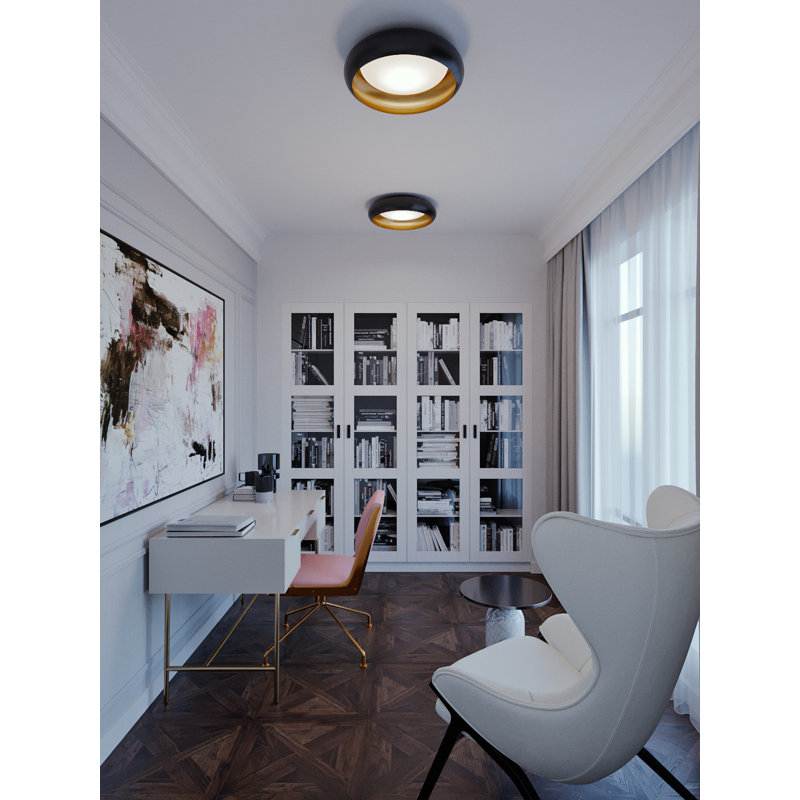LED Flush Mount, Black/Gold