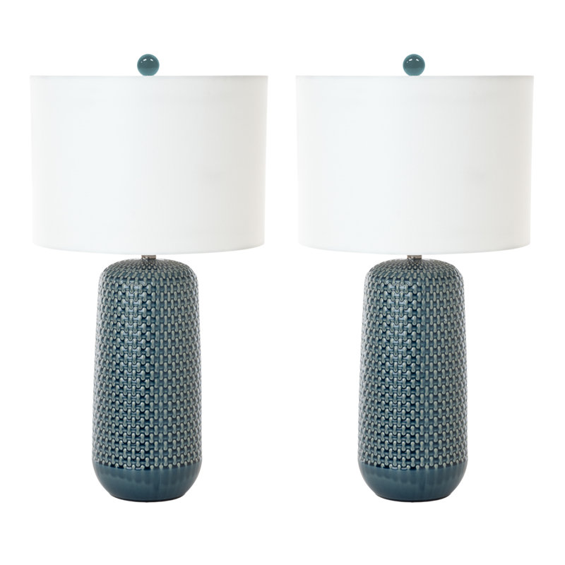 Marlin - 30" Ceramic Table Lamp - Set of 2 - Blue Finish, Blue
