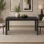 Table de salle à manger rectangulaire TREXM avec dessus de style parquet, coins arrondis, pieds incurvés et pieds ajustables (Espresso)-1503382412
