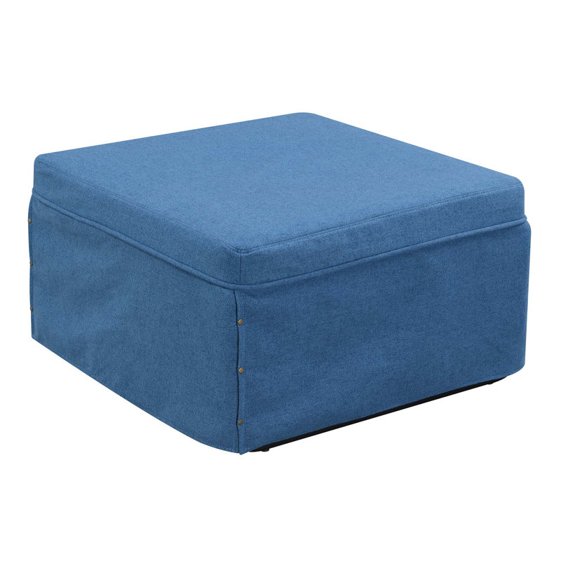 Ahziyah Upholstered Ottoman, Soft Blue Fabric