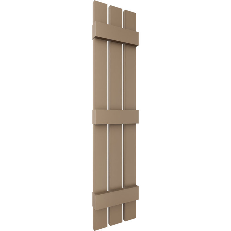 Vinyle à vie, trois planches TailorMade espacées (2 lattes), volets planche-n-latte, avec cages-volets (par paire), 59"