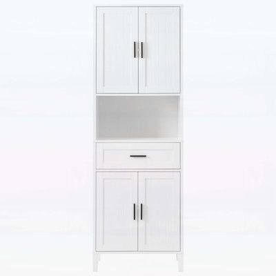 Modern Bathroom Cabinet with Drawer,Soft-Close Doors,and Open Storage,Versatile Storage Layout