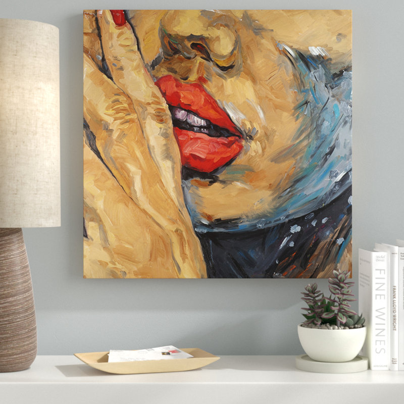 « shushing lèvres gros plan », reproduction de peinture à l’huile sur toile tendue, H 24 po x l 24 po x P 1,5 po