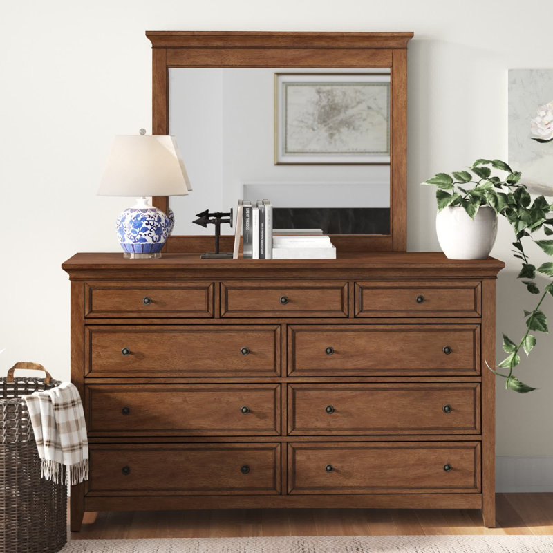Kingery 66" W 9-Drawer Dresser, Oak