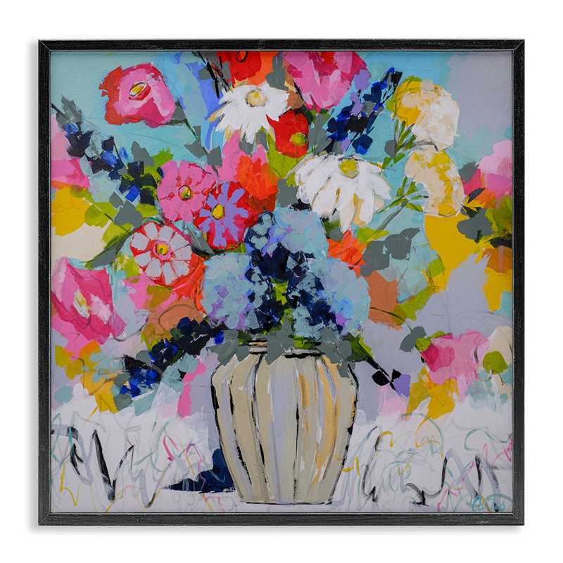 Giclée moderne et lumineuse encadrée, design par Joan Curtis, Giclée encadrée noir minuit, H 12 po x l 12 po