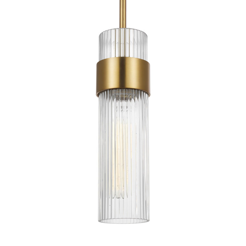 Geneva Burnished Brass 5" Cylinder Pendant Light