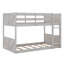 Floor Bunk Bed With Panelled Headboard And Footboard, Solid Wood Foundation With Safety Guardrails, Built-In Ladder-1662077136
