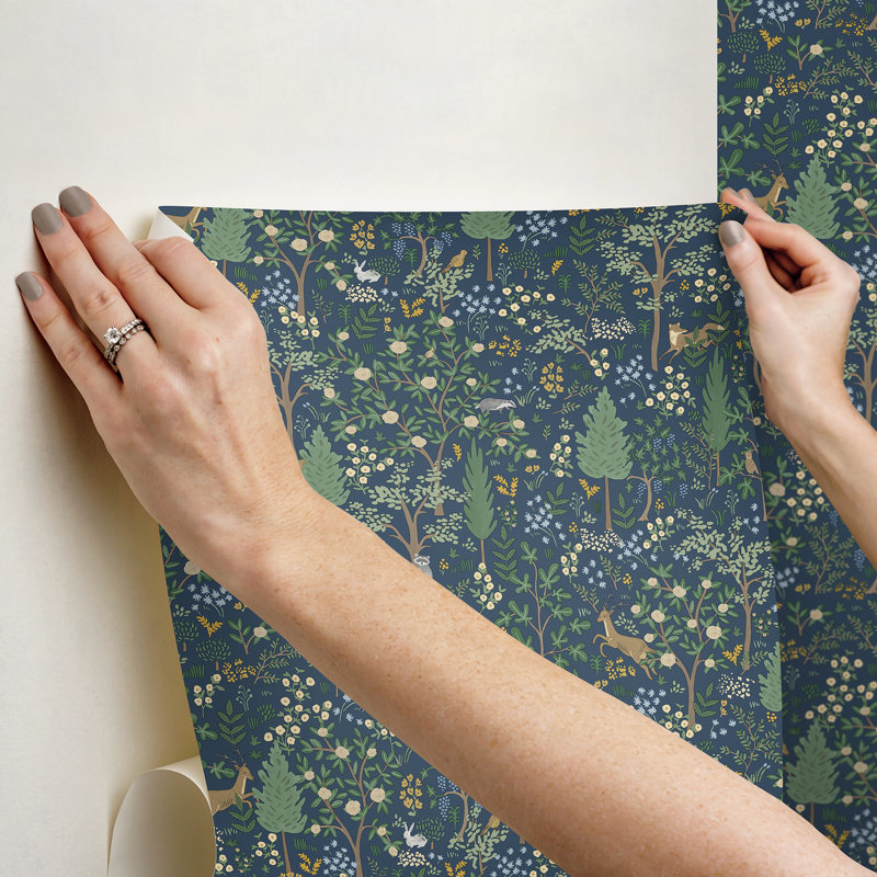 Papier peint adhésif Woodland, Bleu
