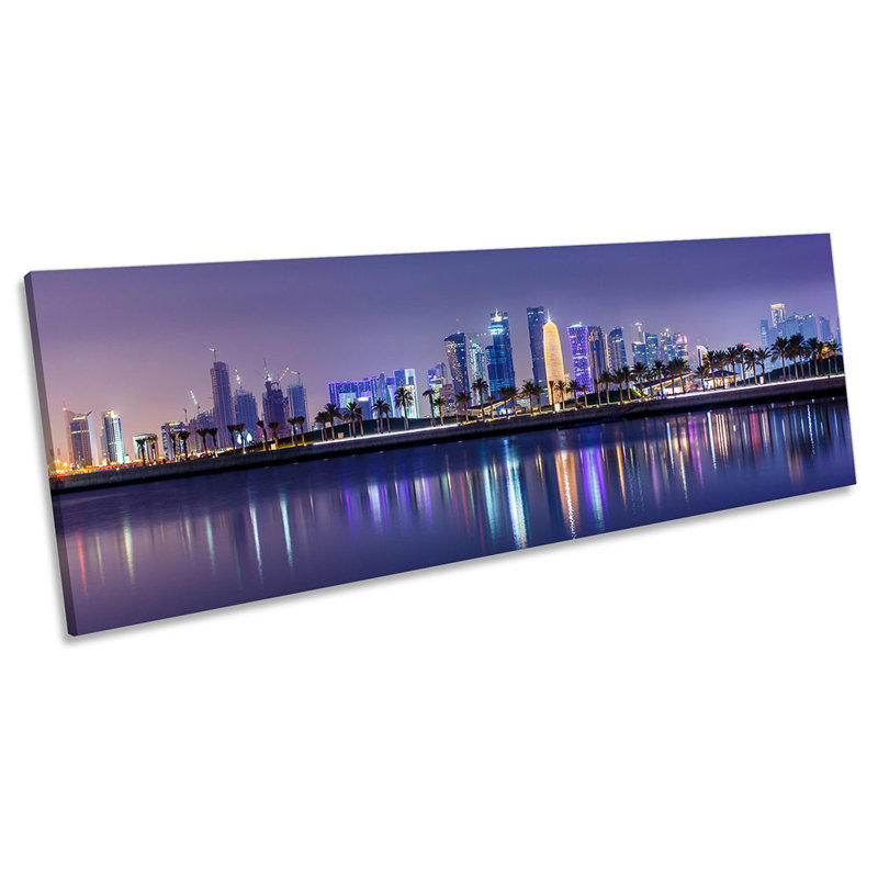 Doha Skyline City Qatar - Wrapped Canvas Panoramic Print, 40.64cm H x 121.92cm W