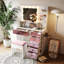 Bureau de coiffeuse avec plateau en verre et 11 ampoules Hollywood
