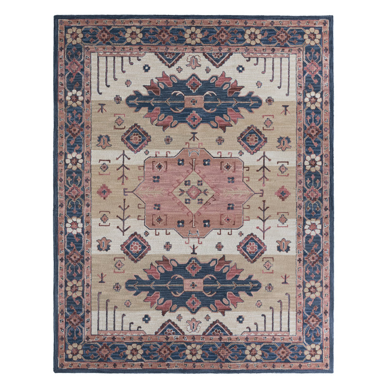 Oriental Handmade Tufted Wool Beige/Orchre Area Rug, Rectangle 8' x 10'