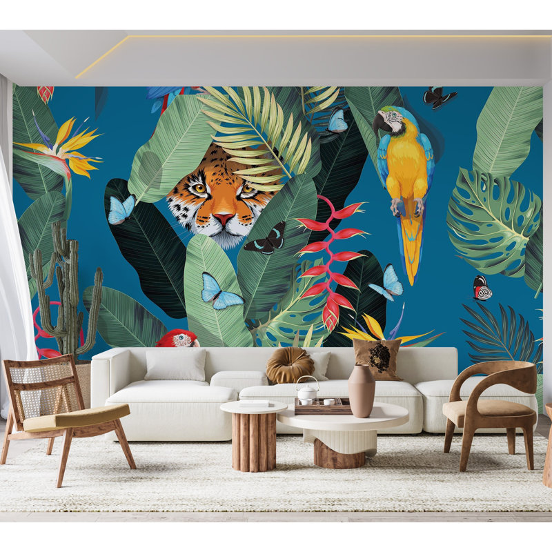 Premium Wallpaper Wall Mural - Jungle Tiger, 96" L x 120" W
