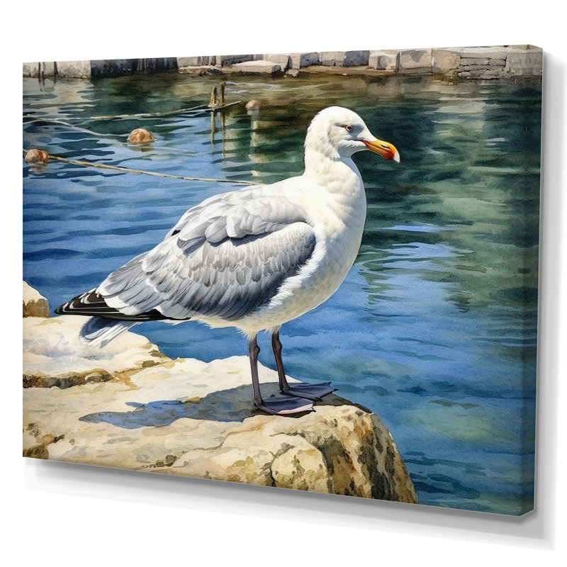 Mouette guette II - animaux, reproduction d'art mural, Toile tendue, H 34 po x l 44 po x P 1,5 po