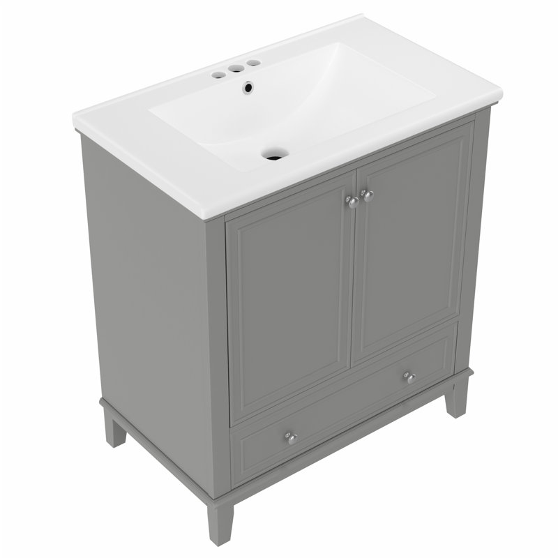 Meuble-lavabo 30 po avec lavabo, Gris