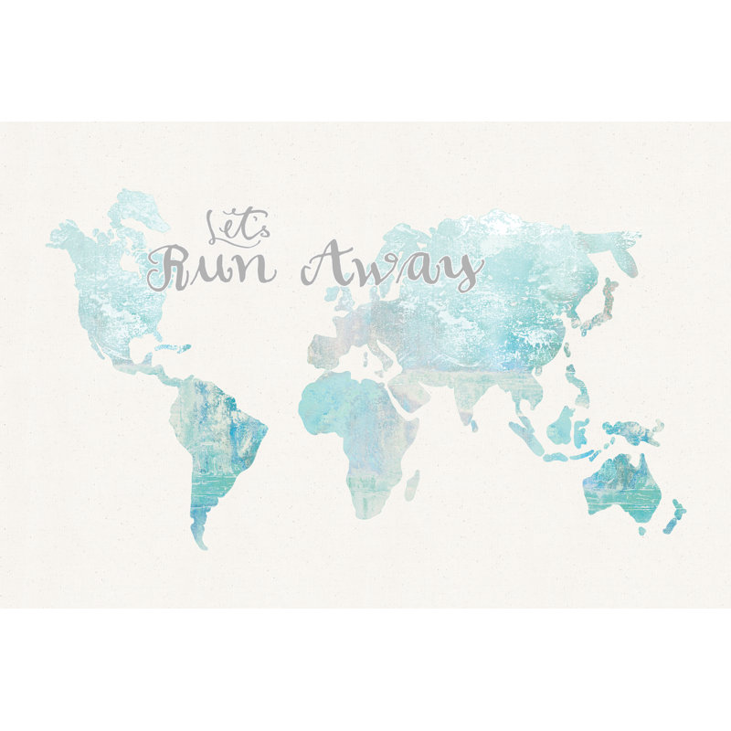 Lets Run Away Pastel Map - Wrapped Canvas Art Prints, 51cm H x 76cm W