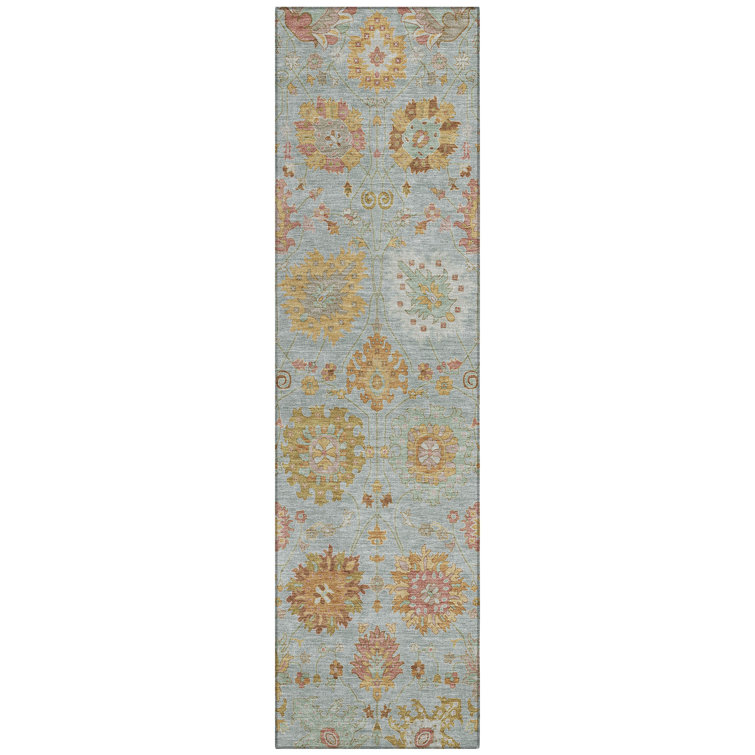 Machine Washable Indoor/Outdoor Efimenko ACN2289 Damask Rug