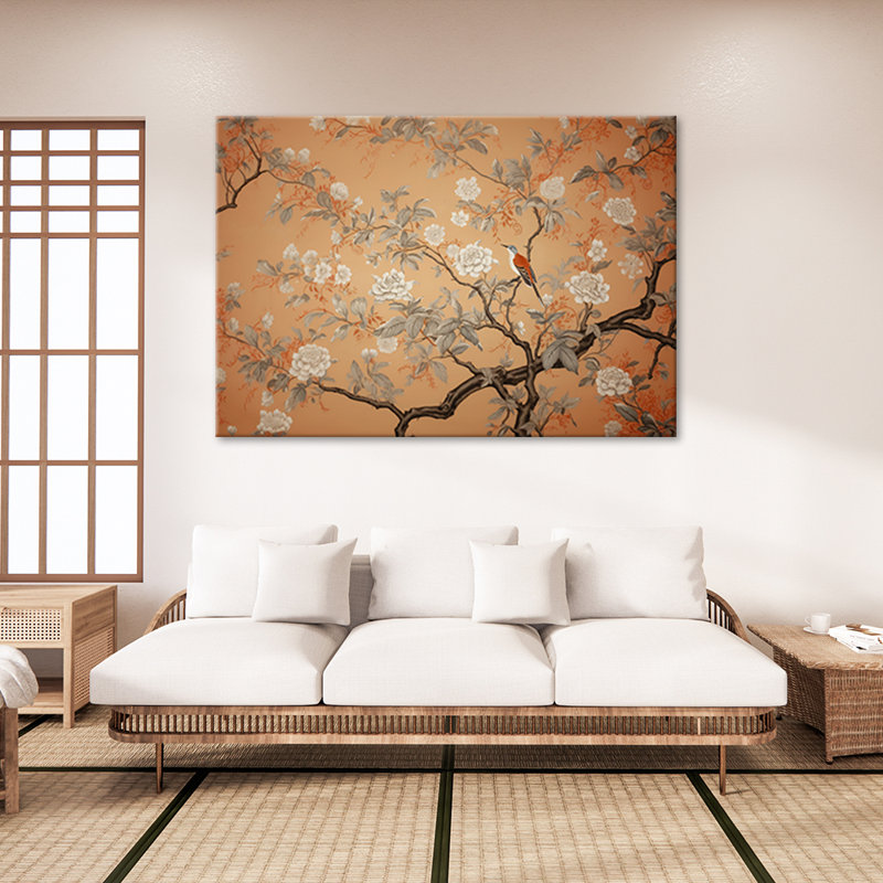 Bird Tree Chinoiserie - Wrapped Canvas Print, 40cm H x 60cm W