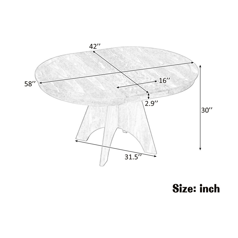 Table de salle à manger extensible de 42 à 58 pouces pour 4 6 personnes, style rétro, finition vieillie, table extensible pour 6 personnes, conception rustique, peu encombrante