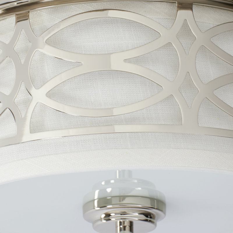 Washington Mews Fabric Flush Mount, Polished Nickel, White