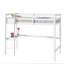 Lit mezzanine simple avec bureau intégré, échelle et barrière de sécurité, blanc, idéal pour les espaces d'étude et de loisirs-118038461