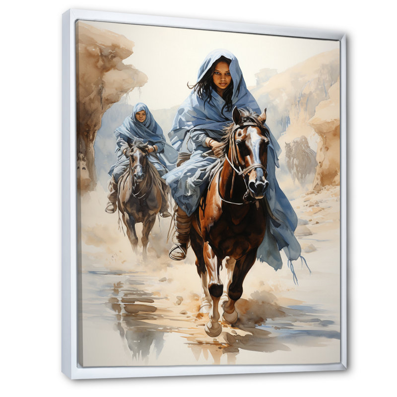 Nomades touareg de la tribu africaine Kennsley - reproduction sur toile, H 40 po x l 30 po x P 1,5 po, Cadre flottant blanc