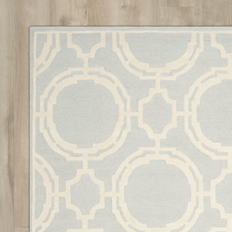 Deedgra Hand Tufted Wool Geometric Rug, Rectangle 5' x 8'