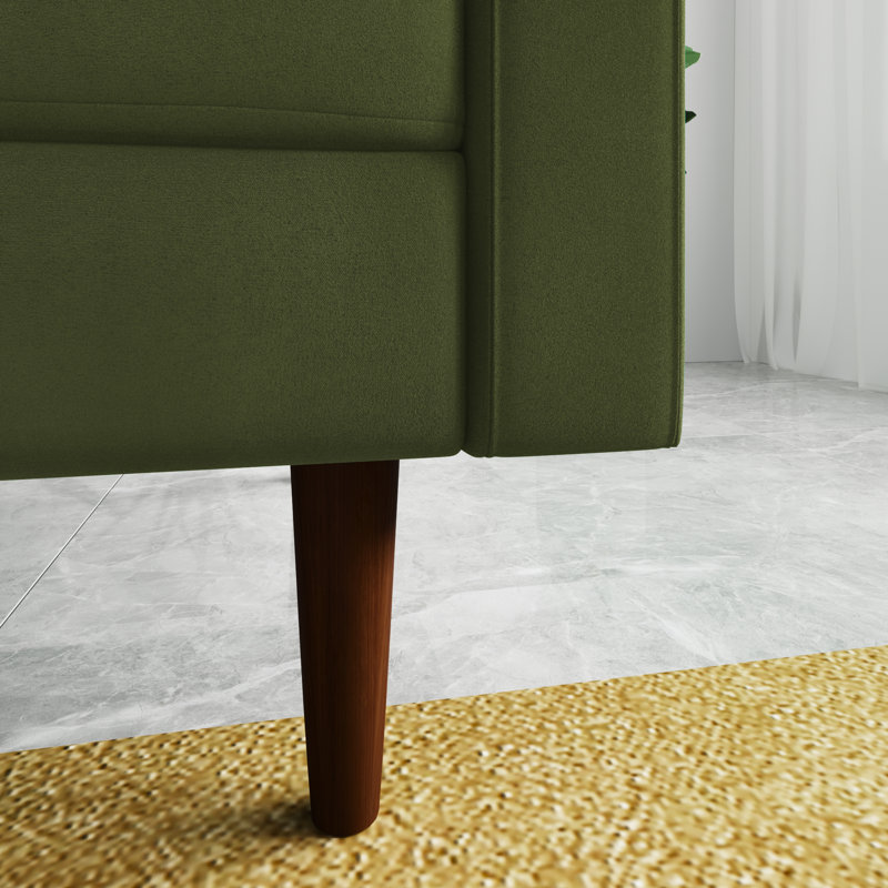 Madian Velvet Sofa, Olive Green Velvet, 32.7" H x 70" W x 30" D