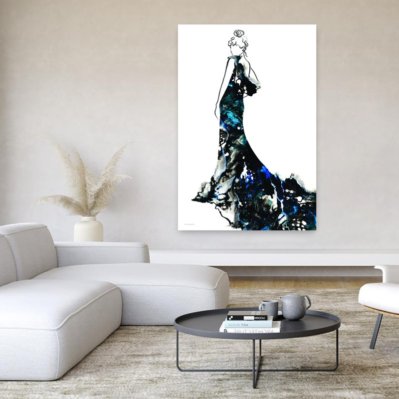 Cygne noir abstrait, art contemporain rétro, H 60 po x l 40 po