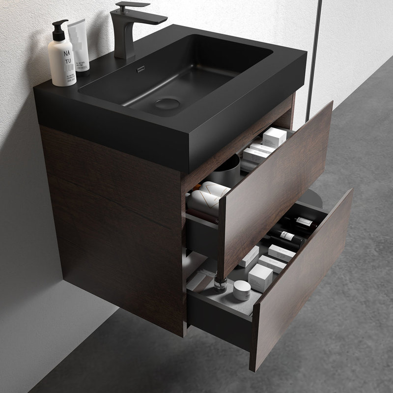 Lavabo en quartz noir mat pour la salle de bain - et facile à installer