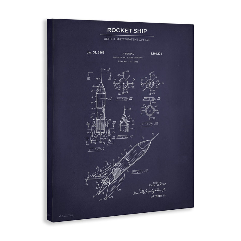 «Rocket Ship Blueprint Canvas» par Susan Ball, H 20 po x l 16 po