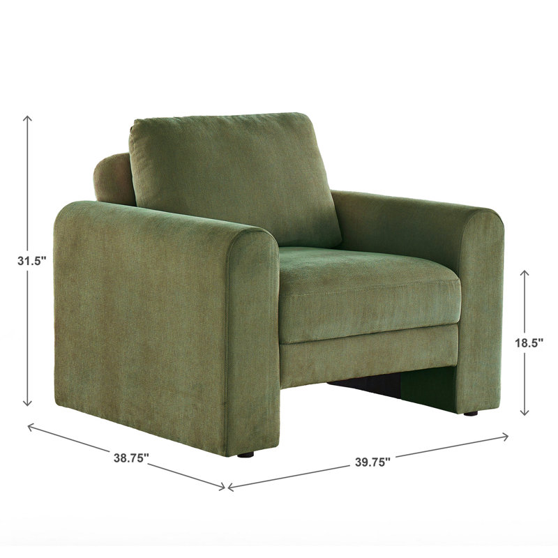 Hampden Rounded Arm Chenille Upholstery Accent Chair, Green