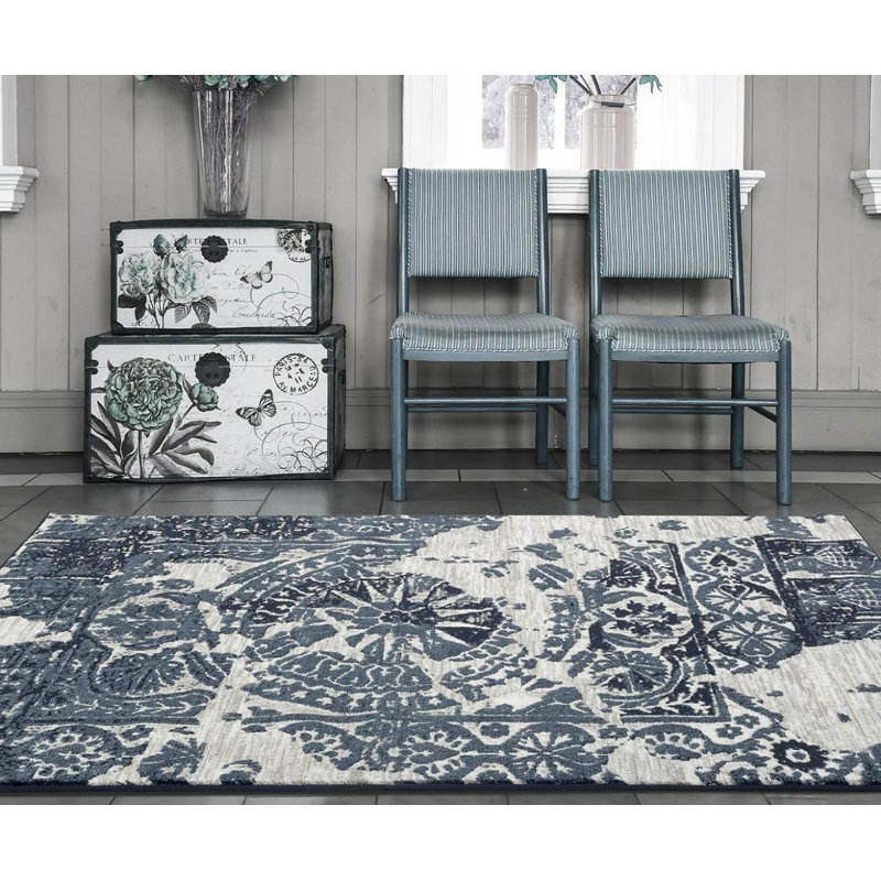 Frédéric bleu tapis intérieur/extérieur, 5' x 7'