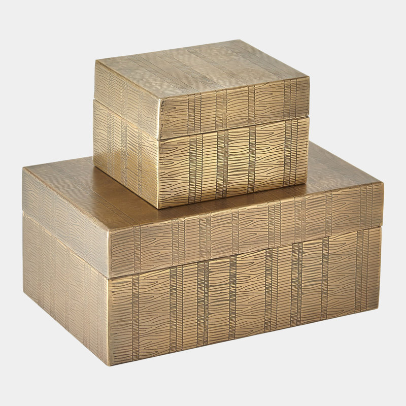Kokoro Etched Box-Brass, 5" H x 7" W x 11" D