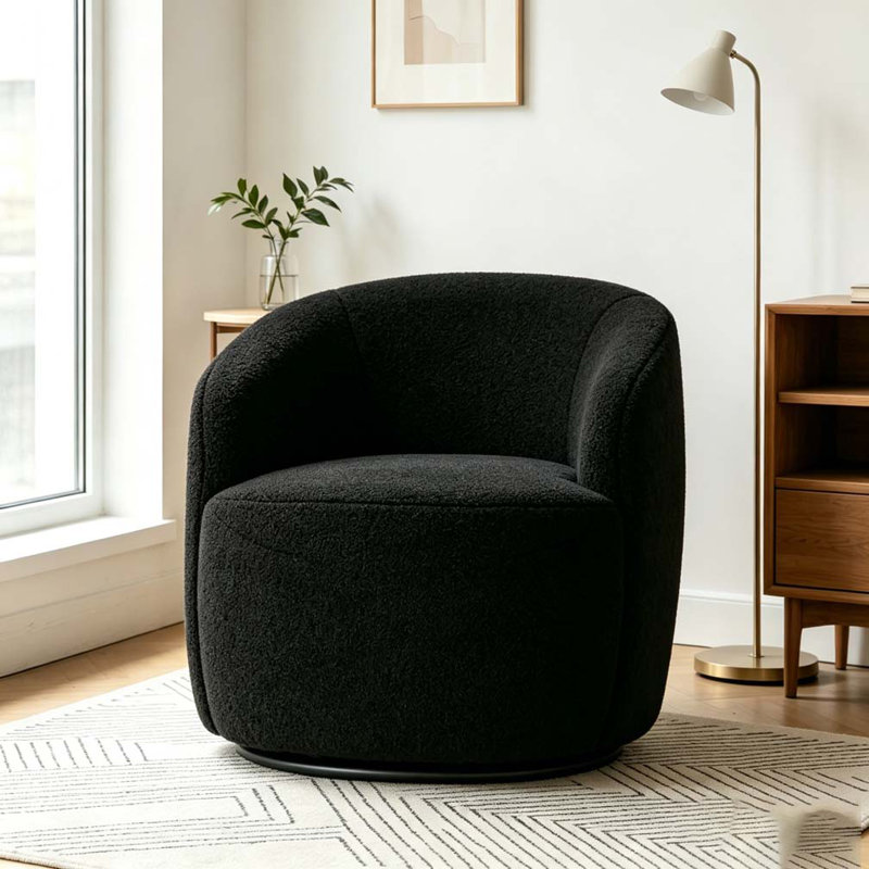 Fauteuil demi-tonneau avec fauteuil Teddy, Noir