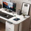 Bureau d'écriture blanc en bois manufacturé blanc + acier-2045252905-2045252907