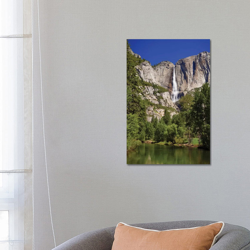 Usa, California, Yosemite National Park. Yosemite Falls And Merced River by Jaynes Gallery - Wrapped Canvas Print