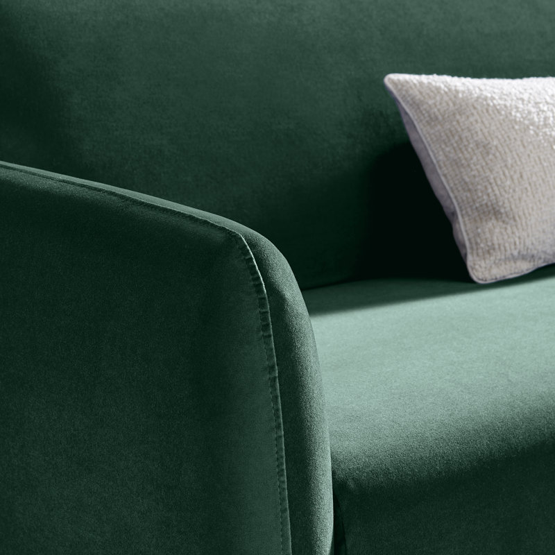 Tolly Seater Sofa Modern Deco Design - Soft Touch Luxury Velvet Retro Accent Chair In a Box, Green Velvet, 2
